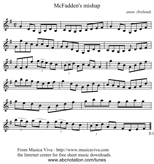 McFadden's mishap - staff notation