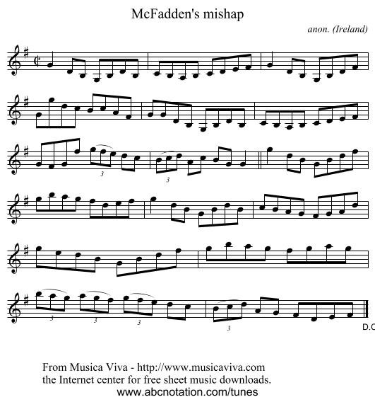 McFadden's mishap - staff notation