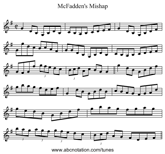 McFadden's Mishap - staff notation