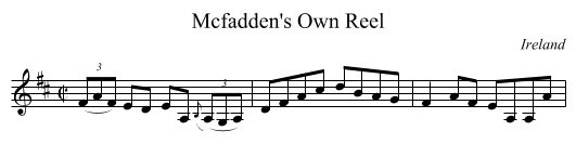 Mcfadden's Own Reel - staff notation
