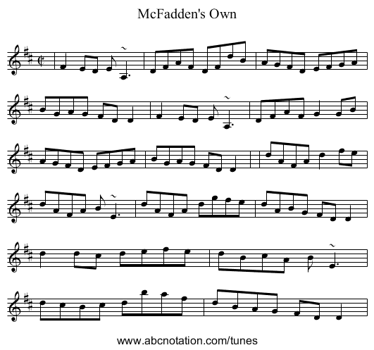 McFadden's Own - staff notation