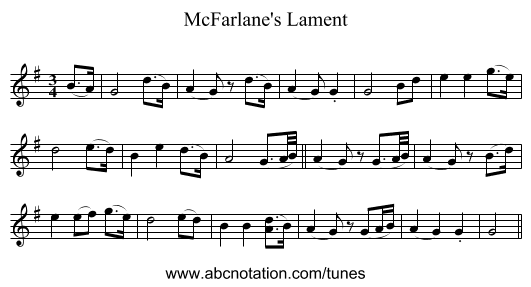 McFarlane's Lament - staff notation