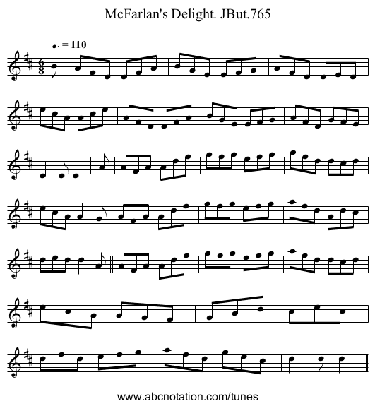 McFarlan's Delight. JBut.765 - staff notation