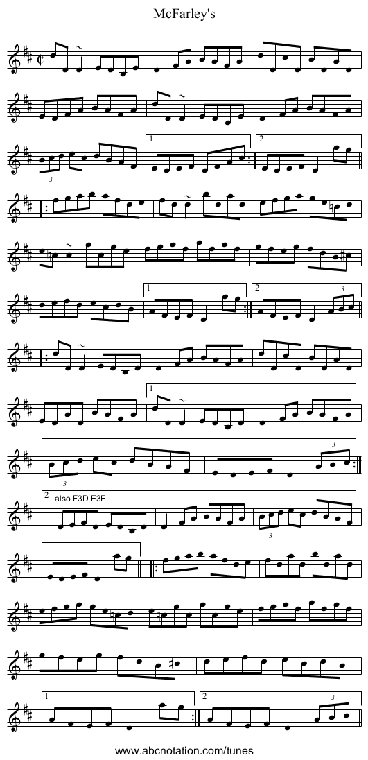McFarley's - staff notation