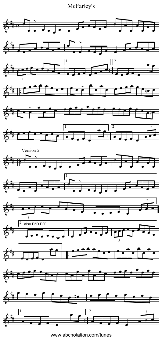 McFarley's - staff notation