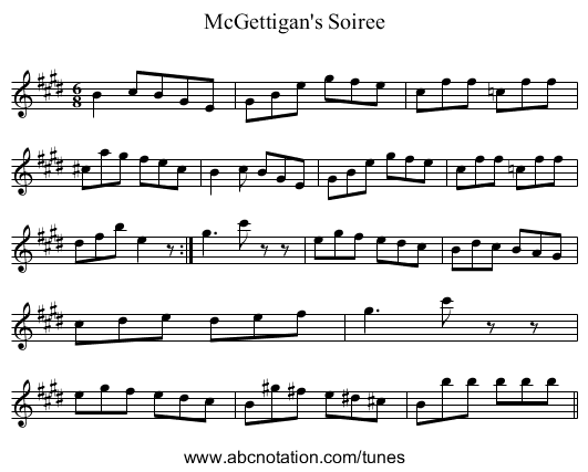 McGettigan's Soiree - staff notation