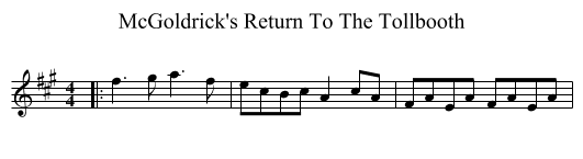 McGoldrick's Return To The Tollbooth - staff notation