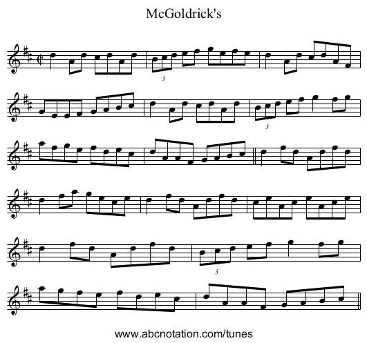 McGoldrick's - staff notation