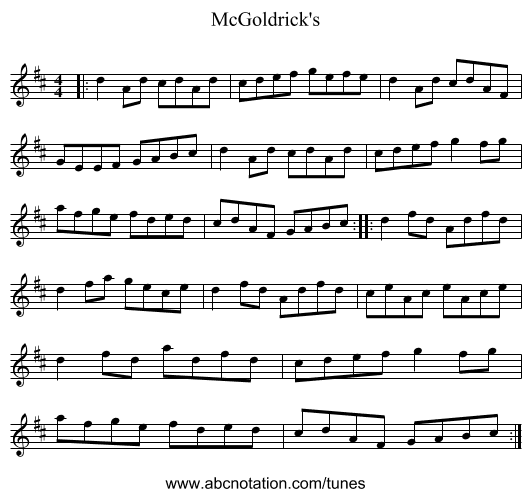 McGoldrick's - staff notation