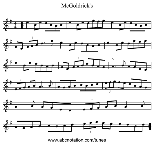 McGoldrick's - staff notation