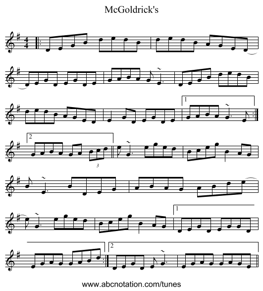 McGoldrick's - staff notation