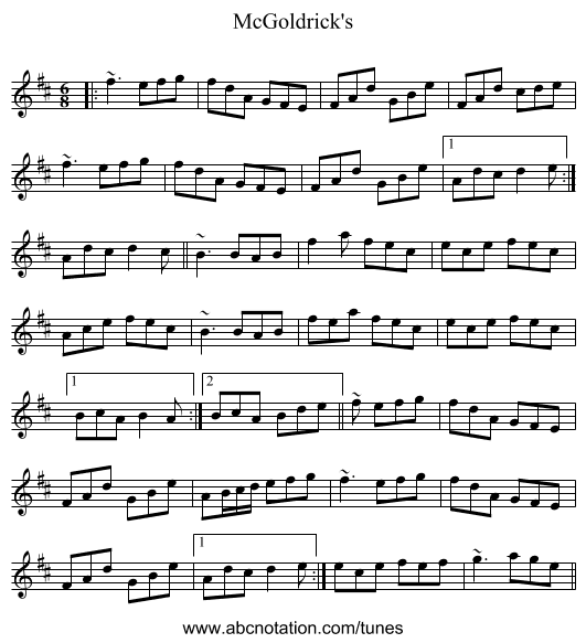 McGoldrick's - staff notation