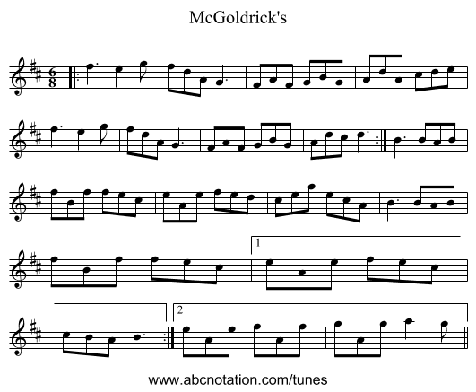 McGoldrick's - staff notation