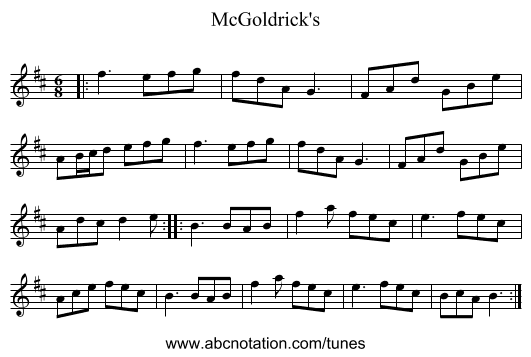McGoldrick's - staff notation