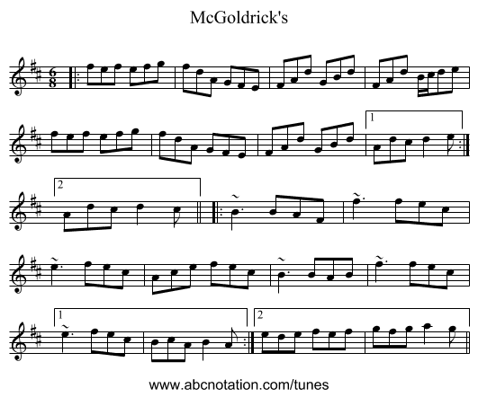 McGoldrick's - staff notation