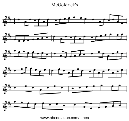 McGoldrick's - staff notation