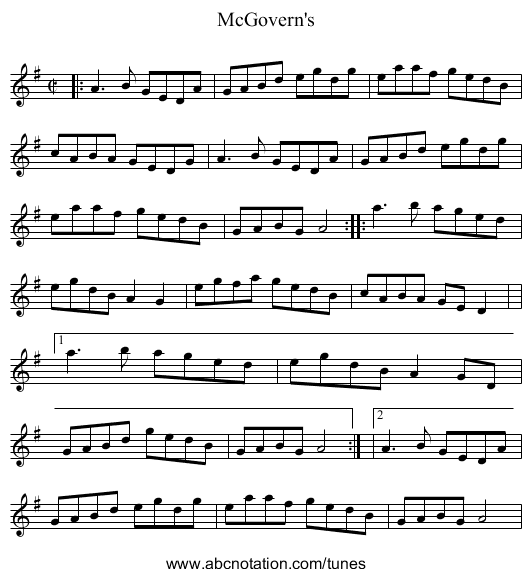 McGovern's - staff notation