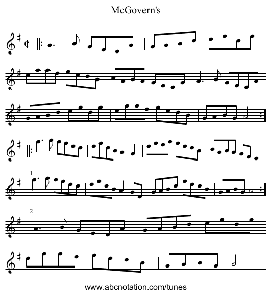 McGovern's - staff notation