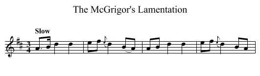 McGrigor's Lamentation, The - staff notation