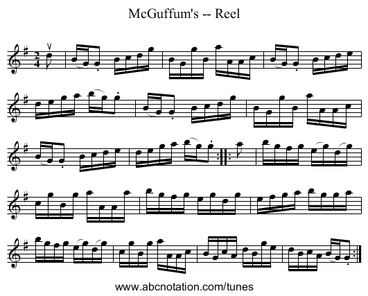 McGuffum's -- Reel - staff notation