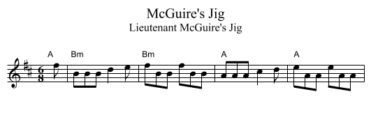 McGuire's Jig - staff notation