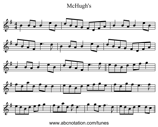 McHugh's - staff notation
