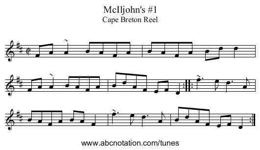 McIljohn's #1 - staff notation