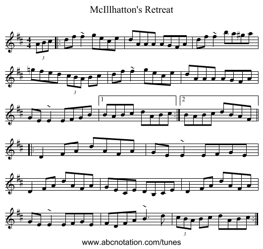 McIllhatton's Retreat - staff notation