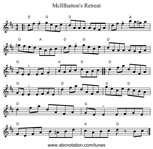 McIllhatton's Retreat - staff notation
