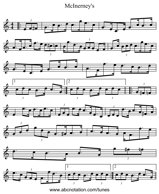 McInerney's - staff notation