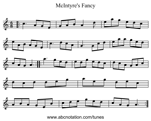 McIntyre's Fancy - staff notation