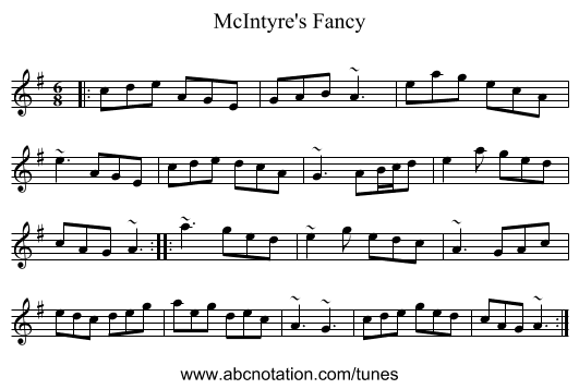 McIntyre's Fancy - staff notation