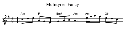 McIntyre's Fancy - staff notation