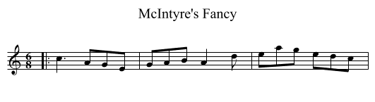 McIntyre's Fancy - staff notation