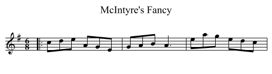 McIntyre's Fancy - staff notation