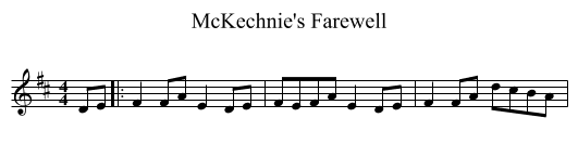 McKechnie's Farewell - staff notation