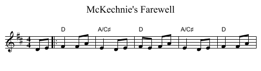 McKechnie's Farewell - staff notation