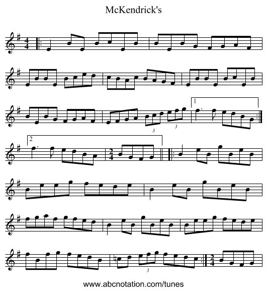 McKendrick's - staff notation
