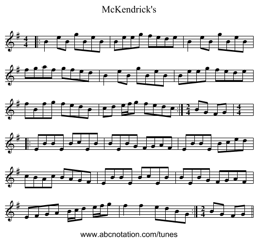 McKendrick's - staff notation