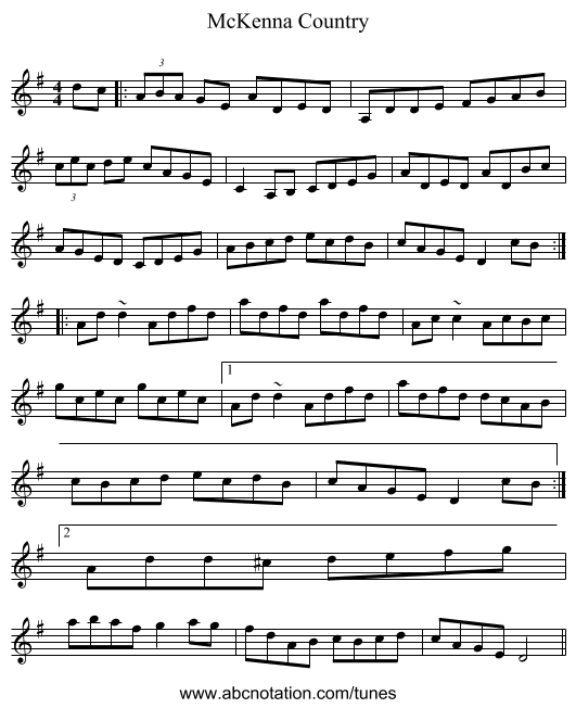 McKenna Country - staff notation