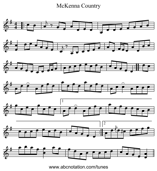 McKenna Country - staff notation