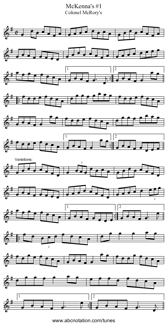 McKenna's #1 - staff notation