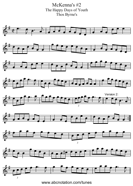 McKenna's #2 - staff notation