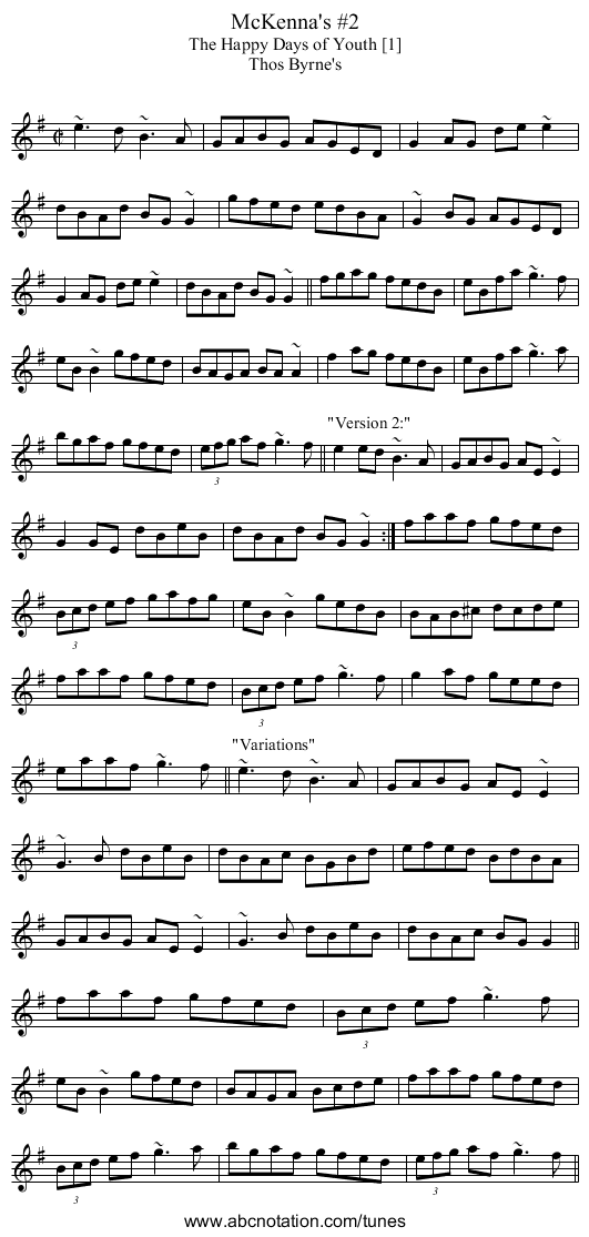 McKenna's #2 - staff notation