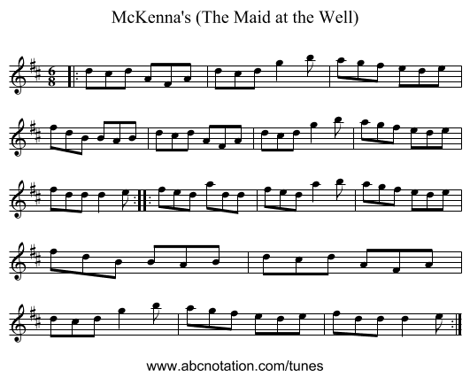 McKenna's (The Maid at the Well) - staff notation
