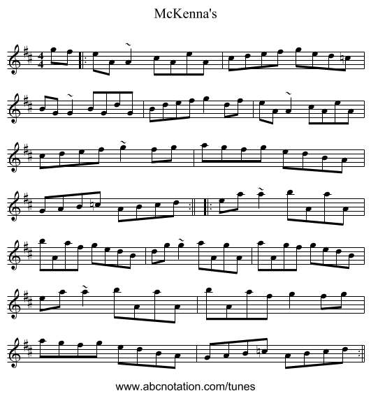 McKenna's - staff notation