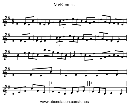 McKenna's - staff notation
