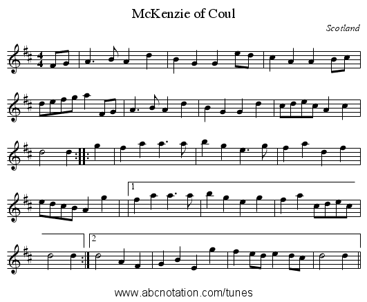 McKenzie of Coul - staff notation