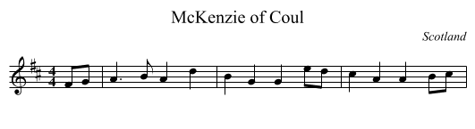 McKenzie of Coul - staff notation