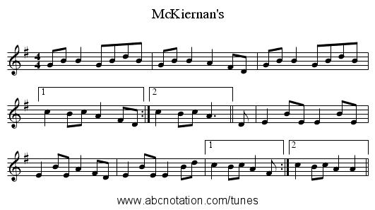 McKiernan's - staff notation
